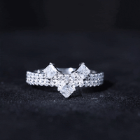 Rosec Jewels princess and round cut moissanite wedding band with elegant design, showcasing sparkling gemstones and polished band.