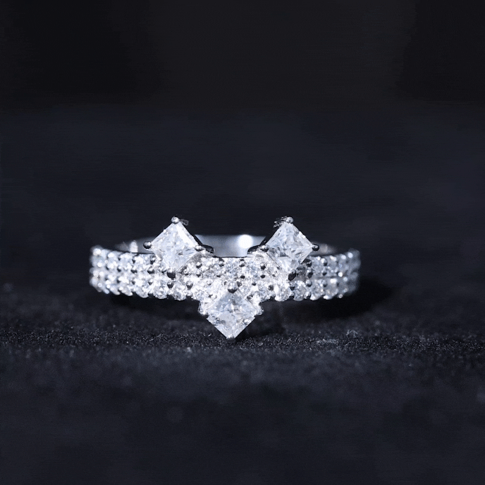 Yellow Princess and Round Cut Moissanite Designer Wedding Band by Rosec Jewels featuring sparkling gemstones and elegant craftsmanship