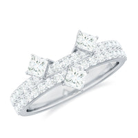 Rosec Jewels princess and round cut moissanite designer wedding band with sparkling stones and elegant setting.