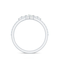 Princess and round cut moissanite wedding band by Rosec Jewels featuring sparkling gemstone accents and a sleek, elegant design.