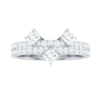 Rosec Jewels princess and round cut moissanite designer wedding band featuring sparkling gemstones and elegant craftsmanship.