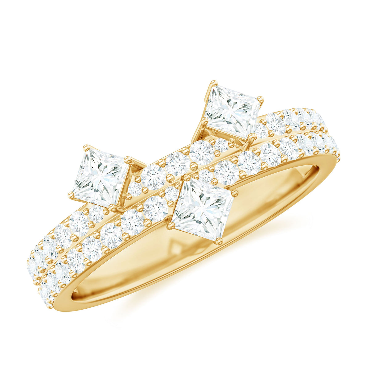 Rosec Jewels Princess and round cut moissanite designer wedding band with sparkling gemstones and elegant craftsmanship.