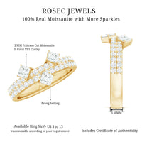 Rosec Jewels Princess and round cut moissanite designer wedding band with sparkling stones and elegant design.