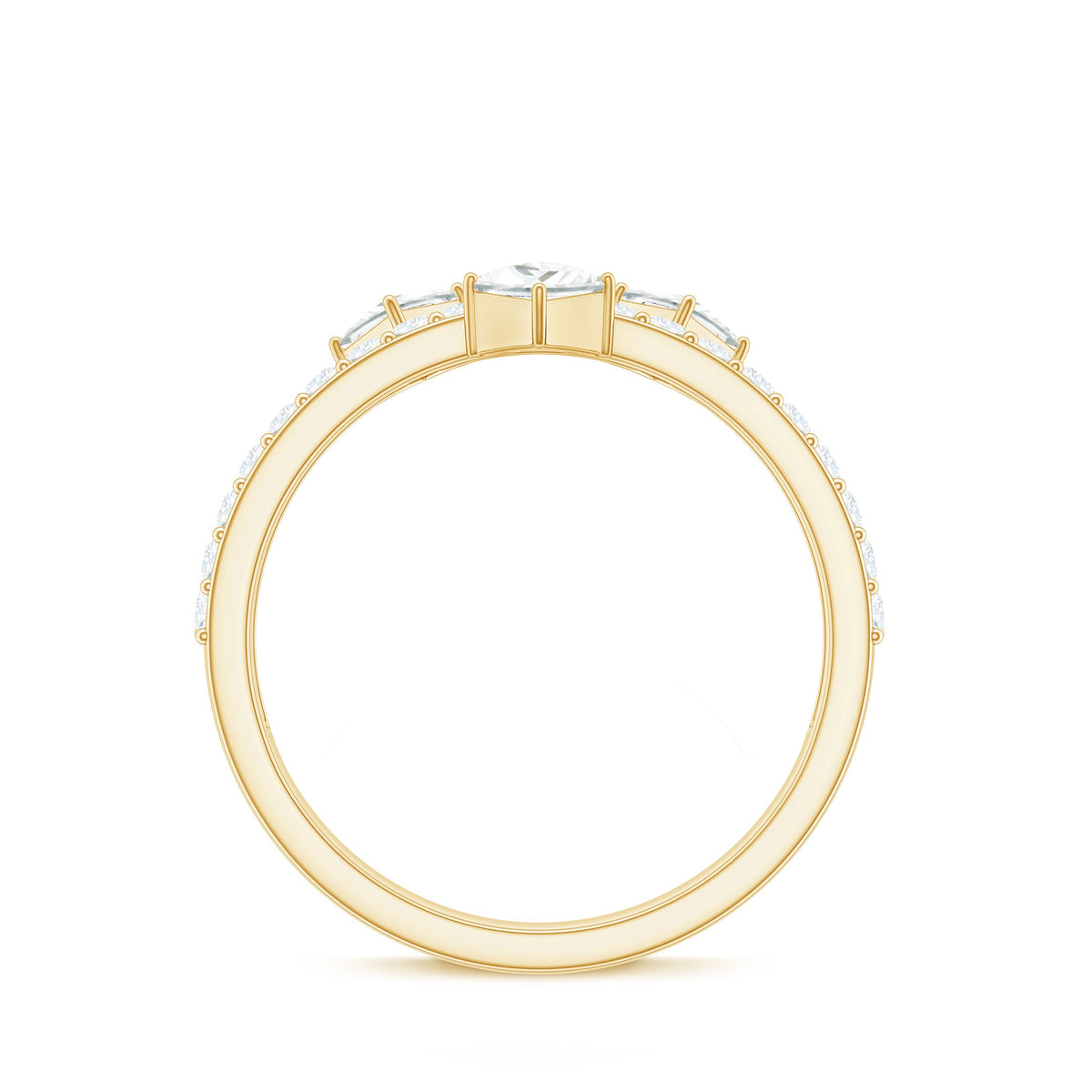 Rosec Jewels princess and round cut moissanite wedding band featuring sparkling gemstones and elegant design.