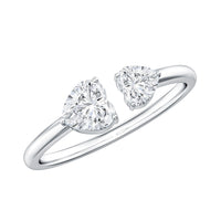 Heart Shape Moissanite Two Stone Cuff Ring