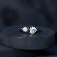 Heart Shape Moissanite Two Stone Cuff Ring