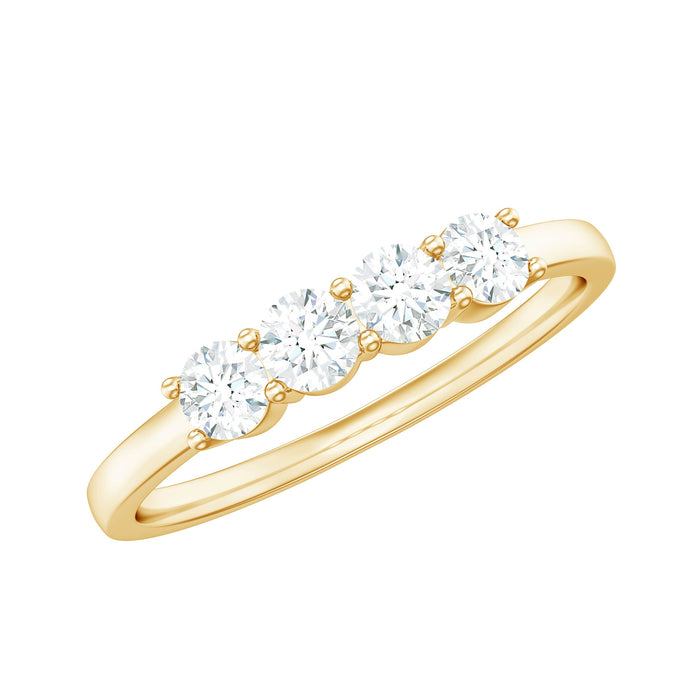 Certified Moissanite 4 Stone Stackable Anniversary Ring by Rosec Jewels, featuring sparkling moissanite stones set in a elegant ring.