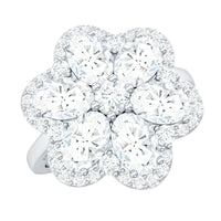 5.50 CT Oval and Round Cut Zircon Floral Statement Ring