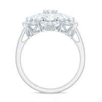 5.50 CT Oval and Round Cut Zircon Floral Statement Ring