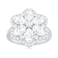 5.50 CT Oval and Round Cut Zircon Floral Statement Ring