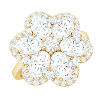 5.50 CT Oval and Round Cut Zircon Floral Statement Ring
