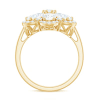 5.50 CT Oval and Round Cut Zircon Floral Statement Ring