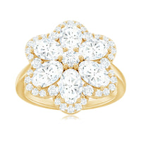 5.50 CT Oval and Round Cut Zircon Floral Statement Ring