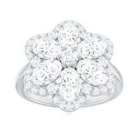 Certified Moissanite huge flower engagement ring from Rosec Jewels featuring a large floral design and sparkling moissanite stones.