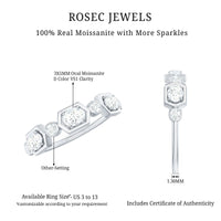 Oval and Round Certified Moissanite Half Eternity Ring