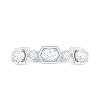 Oval and Round Certified Moissanite Half Eternity Ring