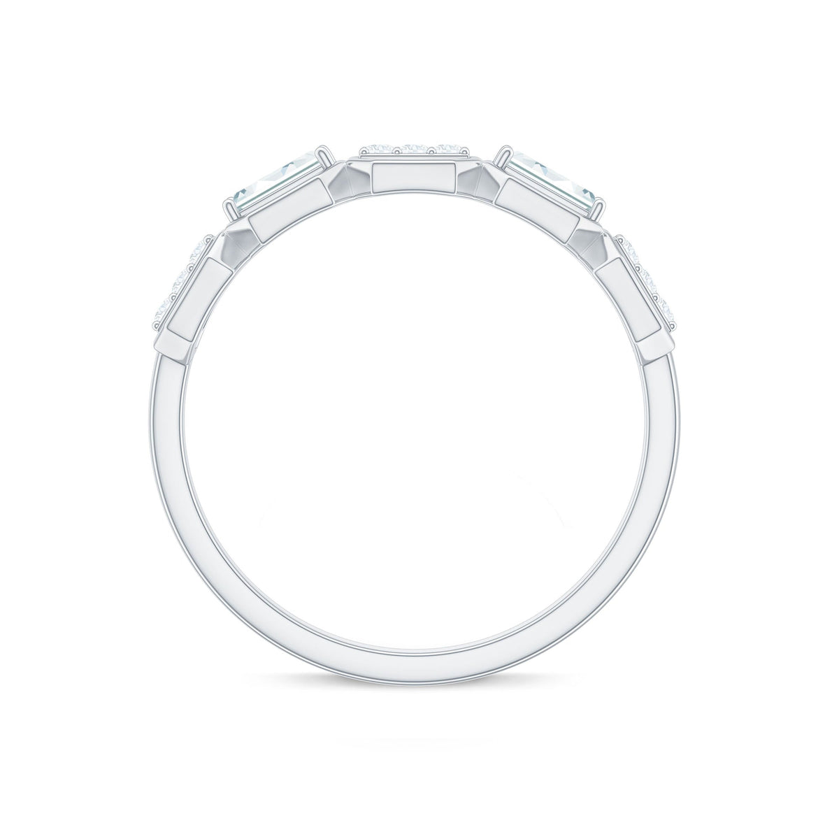 Certified Moissanite Geometric Half Eternity Ring