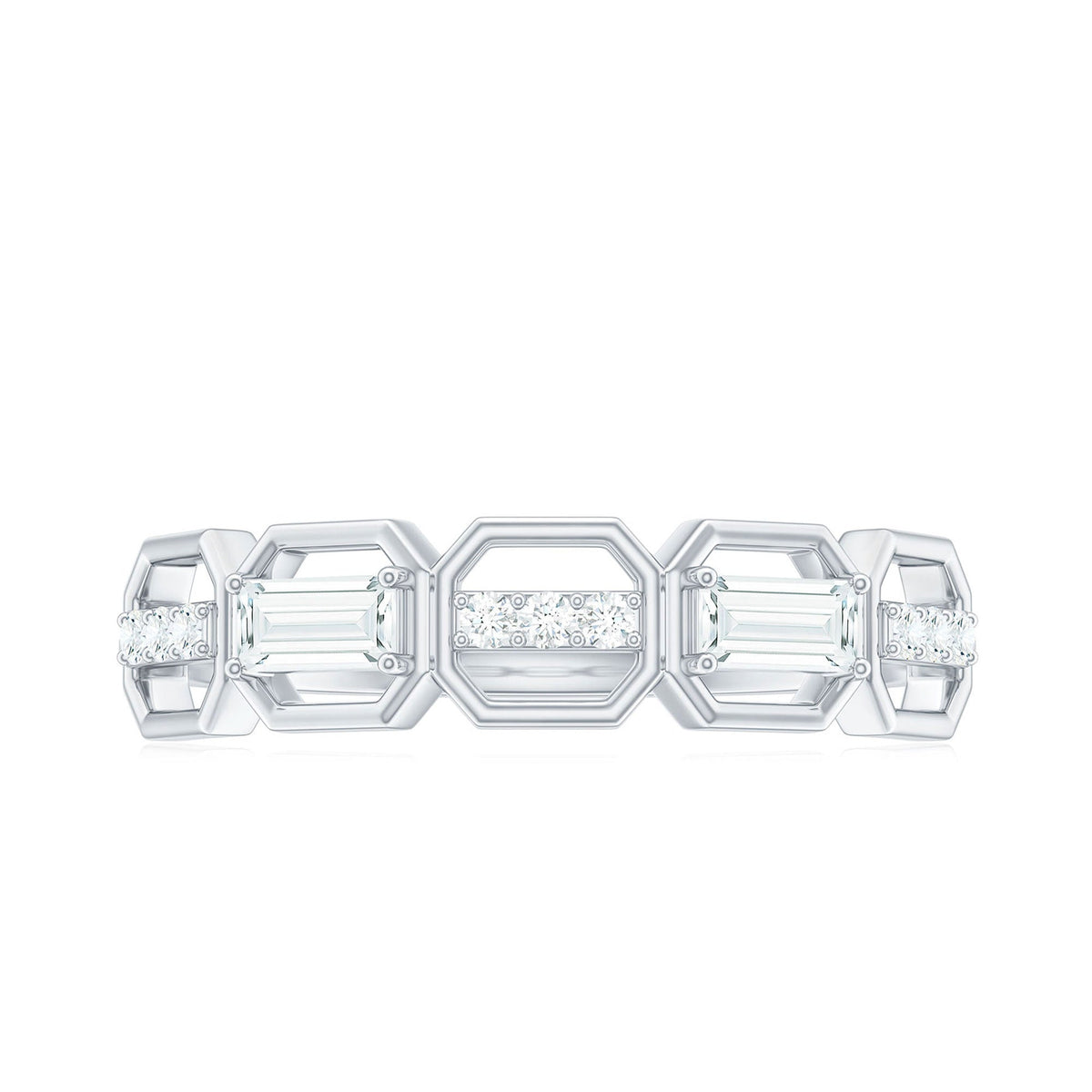 Certified Moissanite Geometric Half Eternity Ring