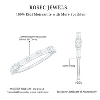Baguette Cut Moissanite Minimalist Half Eternity Ring