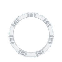 Moissanite Round and Baguette Wedding Band