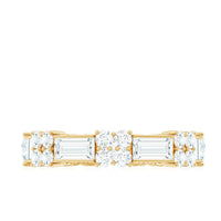 Moissanite Round and Baguette Wedding Band