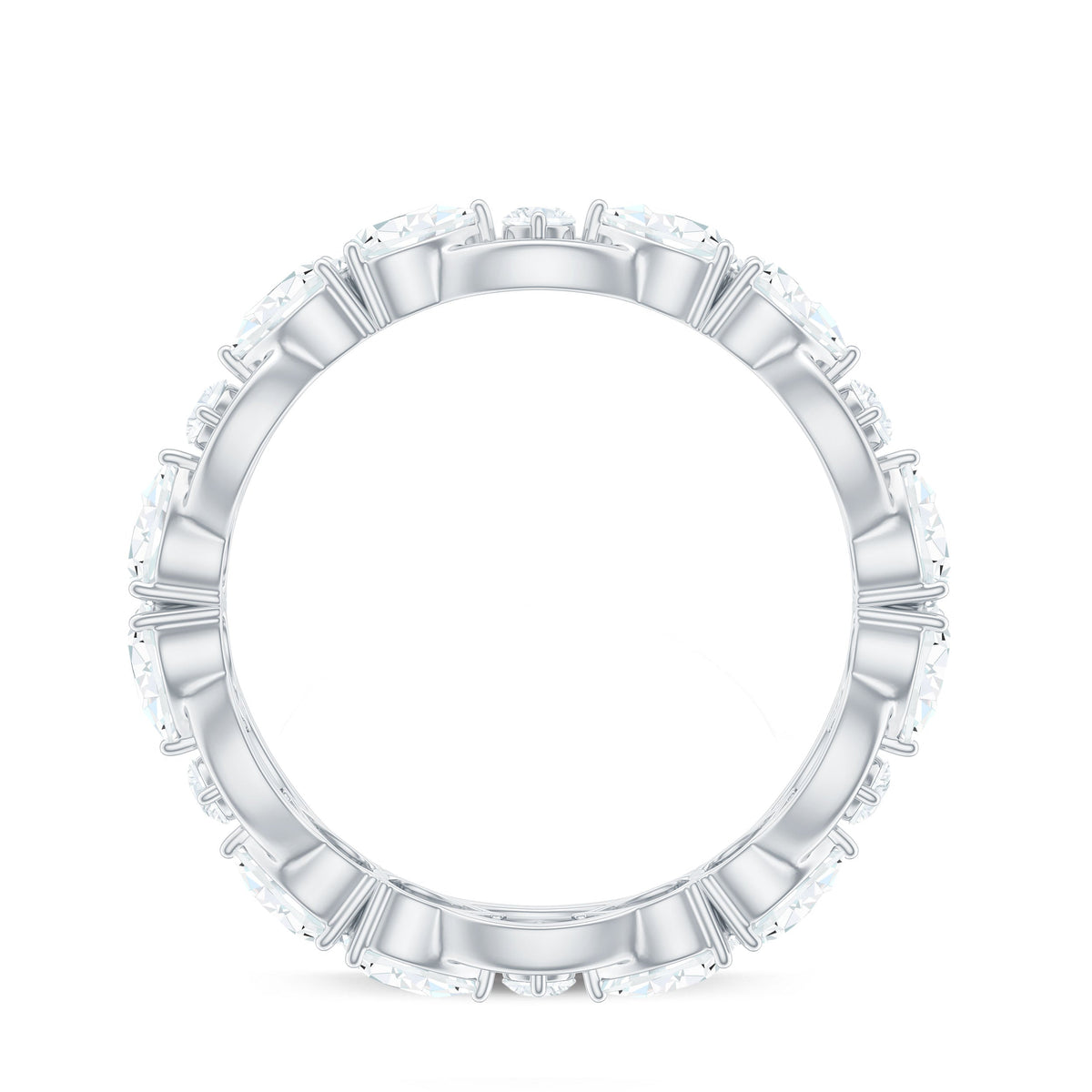 Round and Pear Cut Cubic Zirconia Wedding Band for Women