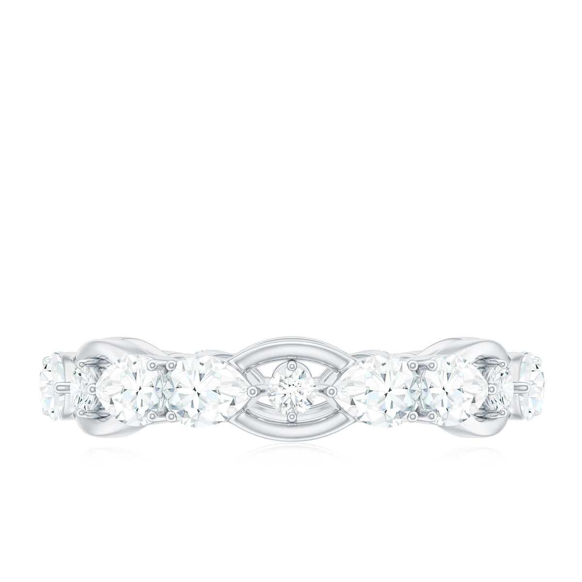 Round and Pear Cut Cubic Zirconia Wedding Band for Women