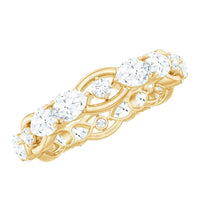 Round and Pear Cut Cubic Zirconia Wedding Band for Women