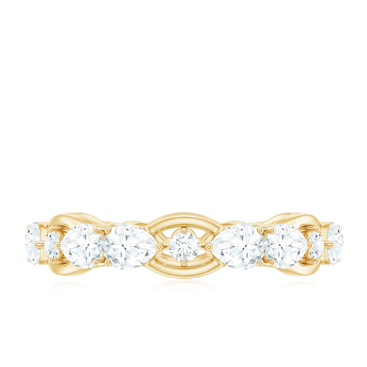 Round and Pear Cut Cubic Zirconia Wedding Band for Women