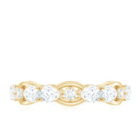 Round and Pear Cut Cubic Zirconia Wedding Band for Women