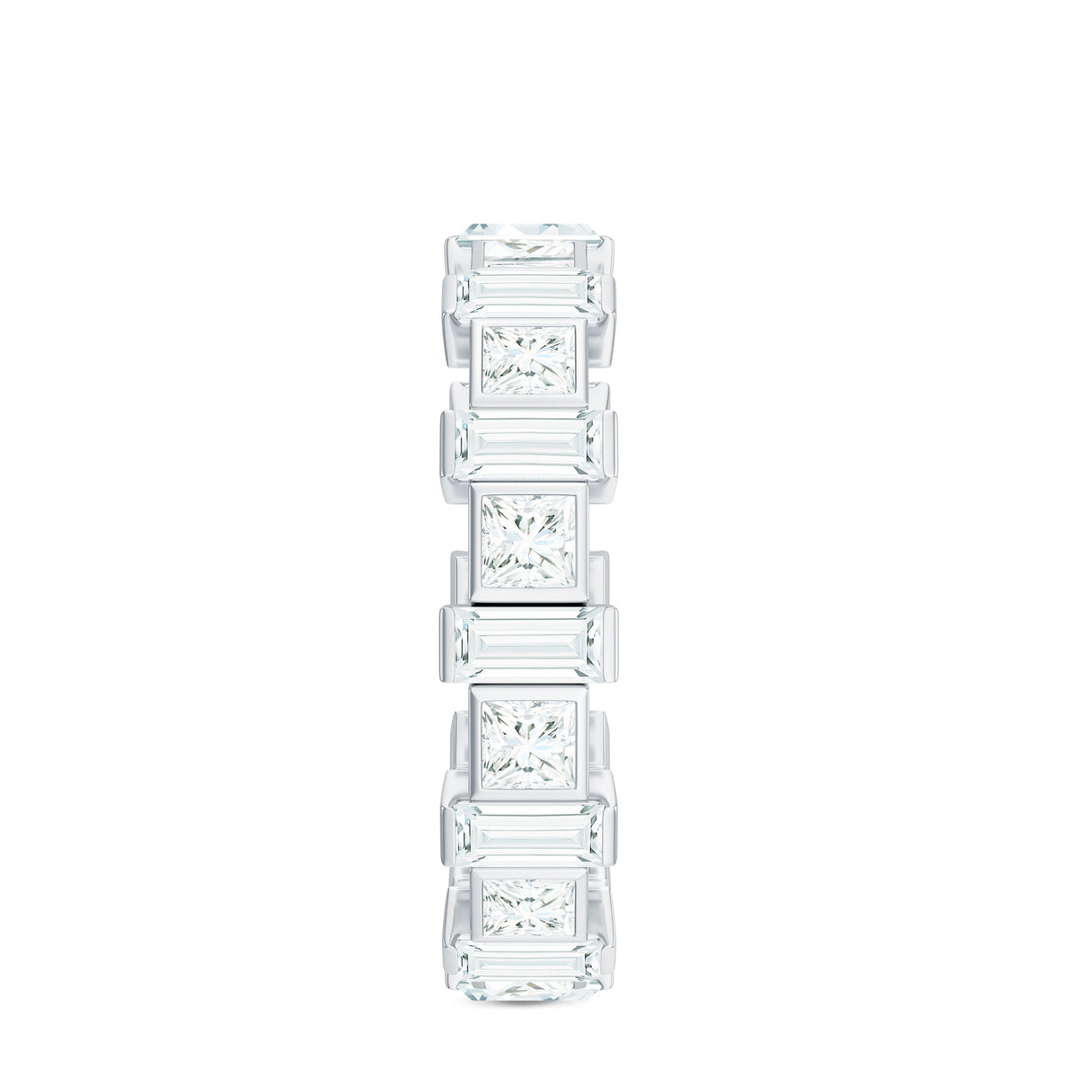 Princess and Baguette Cut Zircon Alternate Eternity Ring