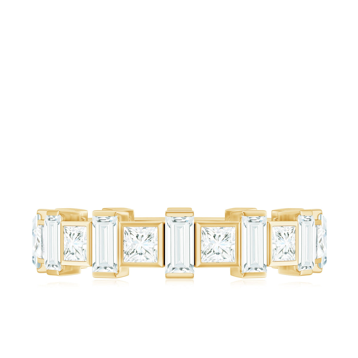 Princess and Baguette Cut Zircon Alternate Eternity Ring