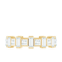 Princess and Baguette Cut Zircon Alternate Eternity Ring