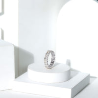 Certified Moissanite Two Row Wedding Band Ring