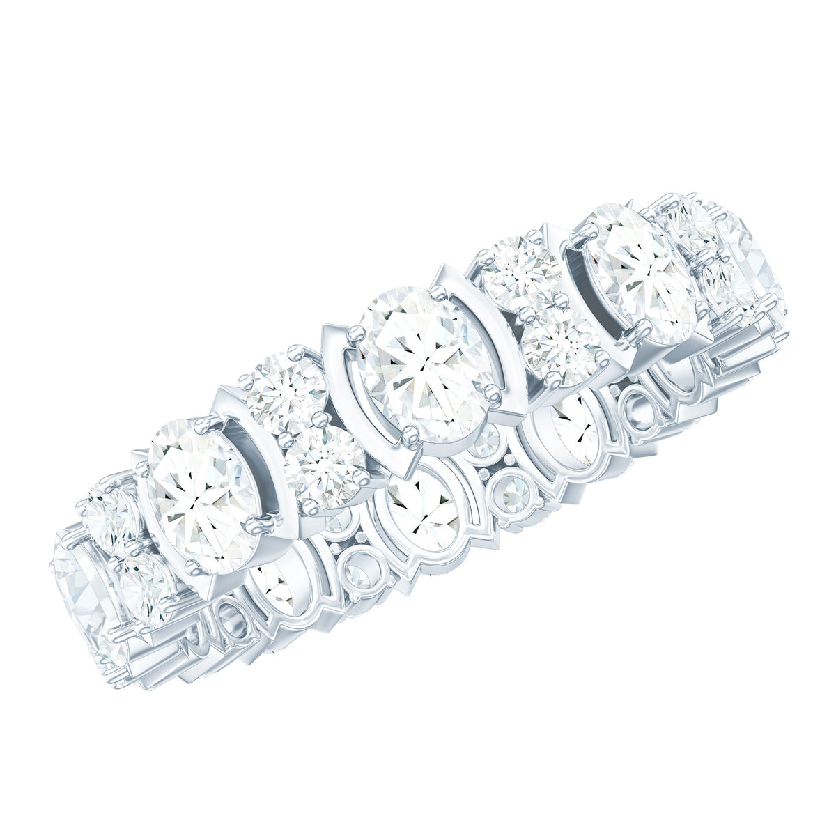 Oval Cut Moissanite Full Eternity Wedding Band