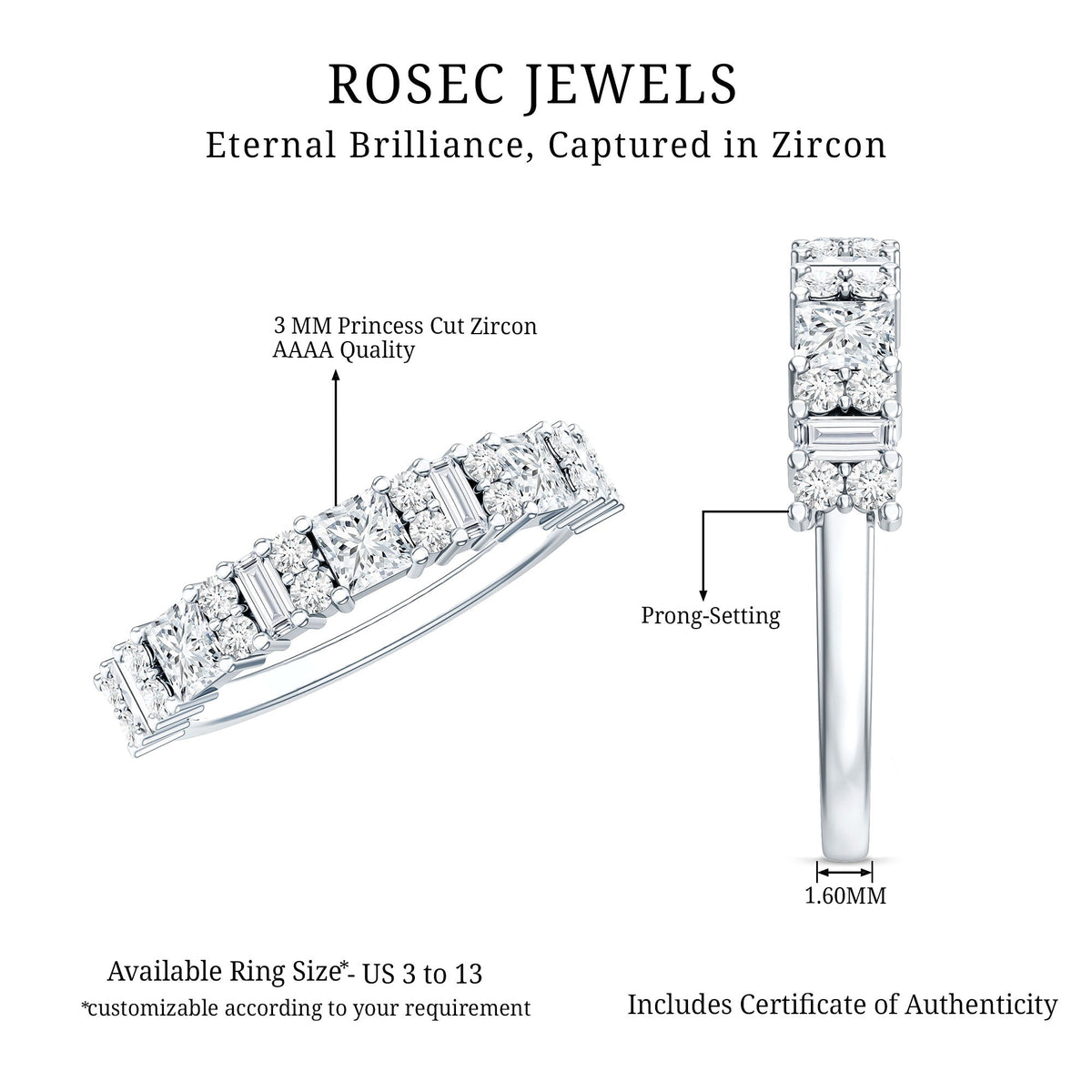 Designer Cubic Zirconia Half Eternity Band Ring