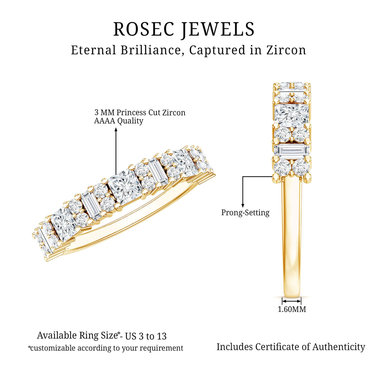 Designer Cubic Zirconia Half Eternity Band Ring