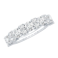 Rosec Jewels moissanite half eternity wedding band with certificate, showcasing sparkling stones in a polished metal setting.