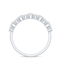 Rosec Jewels moissanite half eternity wedding ring with sparkling stones and certificate, showcasing elegant design and fine craftsmanship.