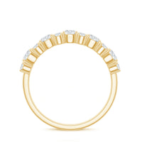 Rosec Jewels moissanite half eternity wedding band with sparkling stones and certificate, showcasing a elegant ring design.