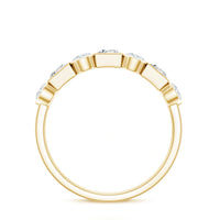 Rosec Jewels moissanite half eternity band ring with bezel-set stones, elegant and sparkling jewelry for special occasions.
