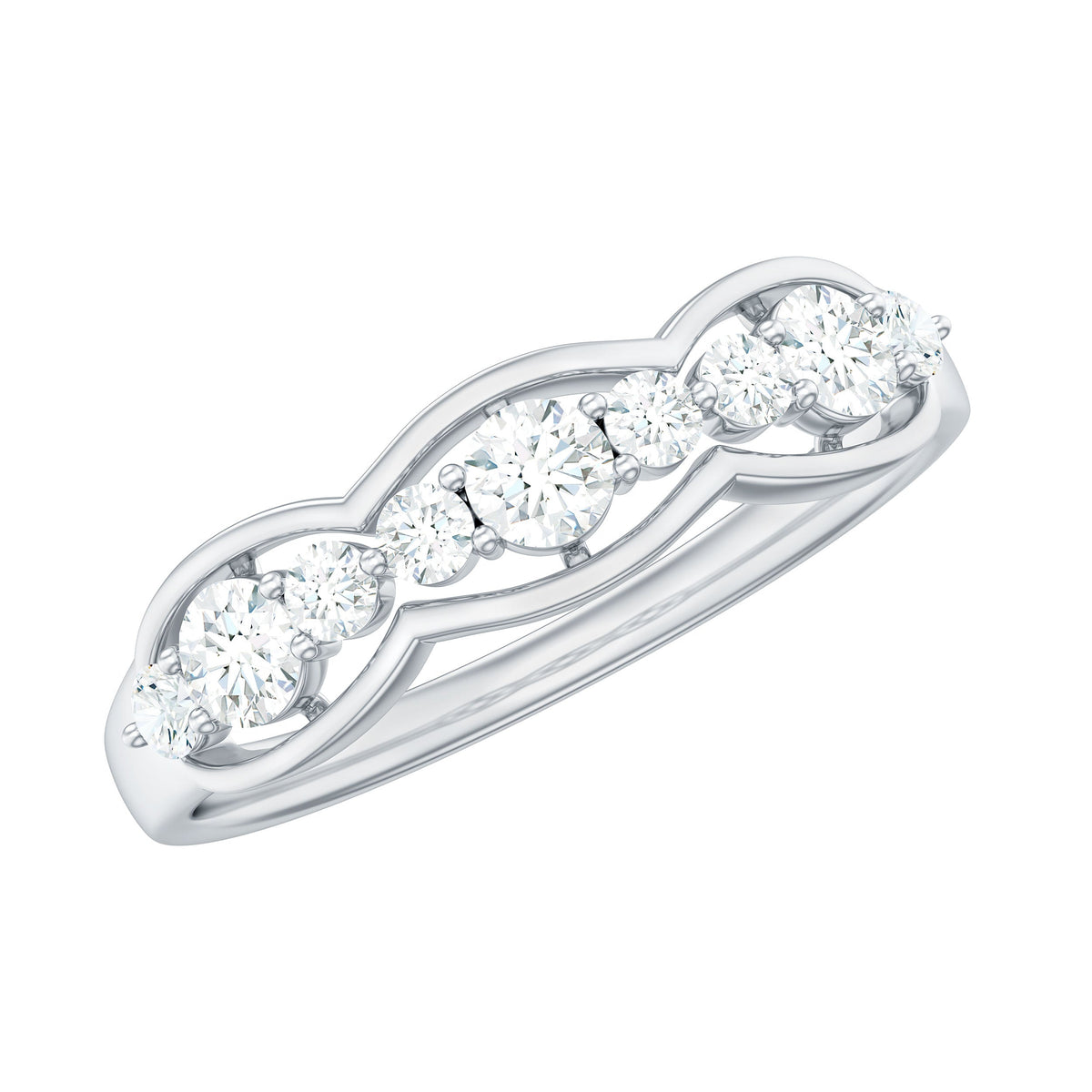 Round Cut Cubic Zirconia Anniversary Ring for Women
