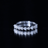 Simulated Diamond Heart Shape Half Eternity Ring
