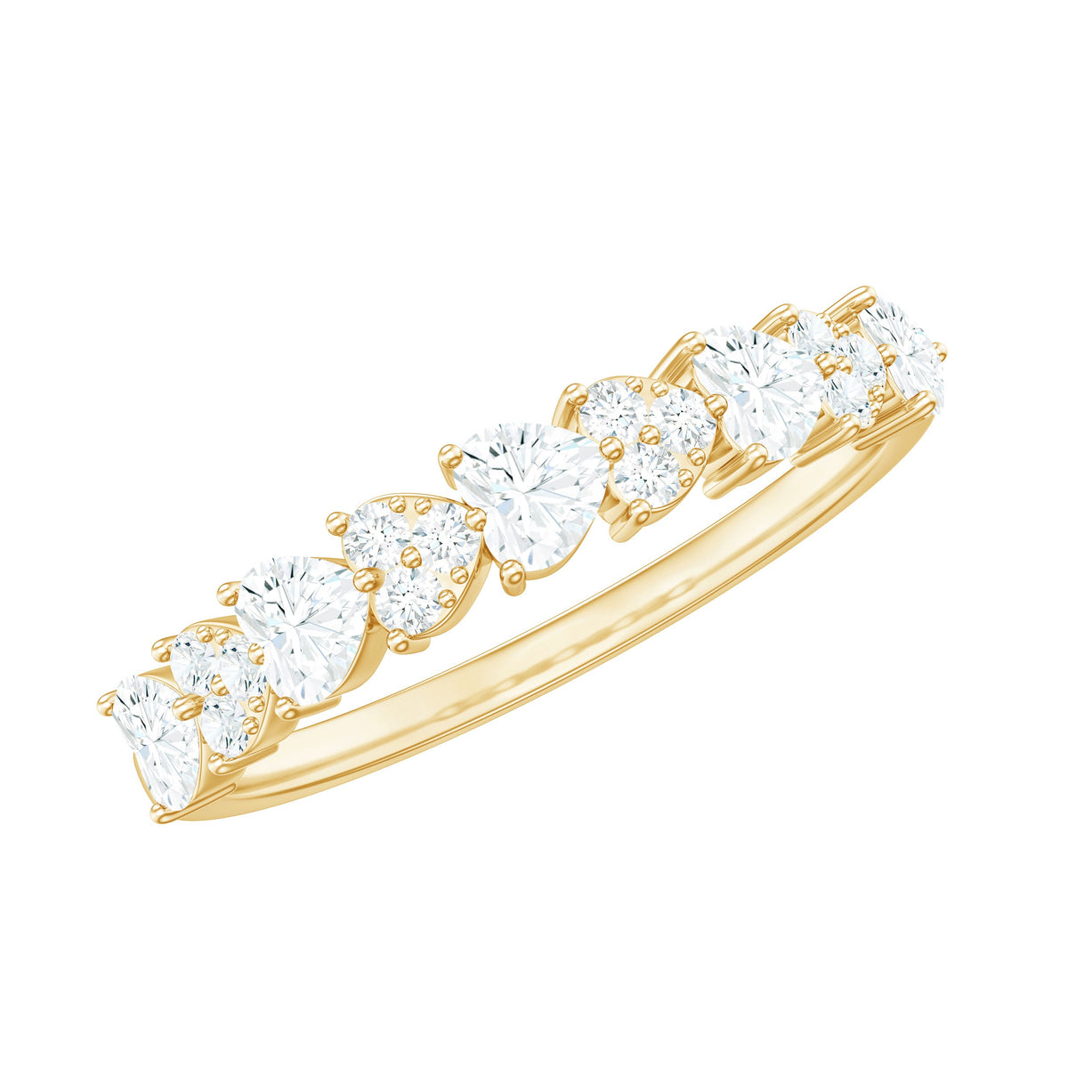 Simulated Diamond Heart Shape Half Eternity Ring