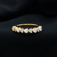 Heart Shaped Moissanite Half Eternity Band Ring