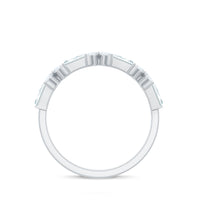 Marquise and Baguette Cut Simulated Diamond Flower Half Eternity Ring