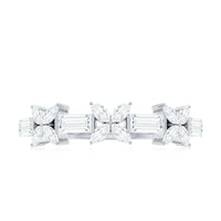 Marquise and Baguette Cut Simulated Diamond Flower Half Eternity Ring