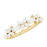 Marquise and Baguette Cut Simulated Diamond Flower Half Eternity Ring