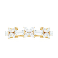 Marquise and Baguette Cut Simulated Diamond Flower Half Eternity Ring