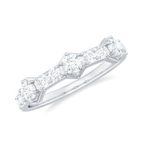 Round cut moissanite half eternity band ring with multiple sparkling stones, crafted by Rosec Jewels.